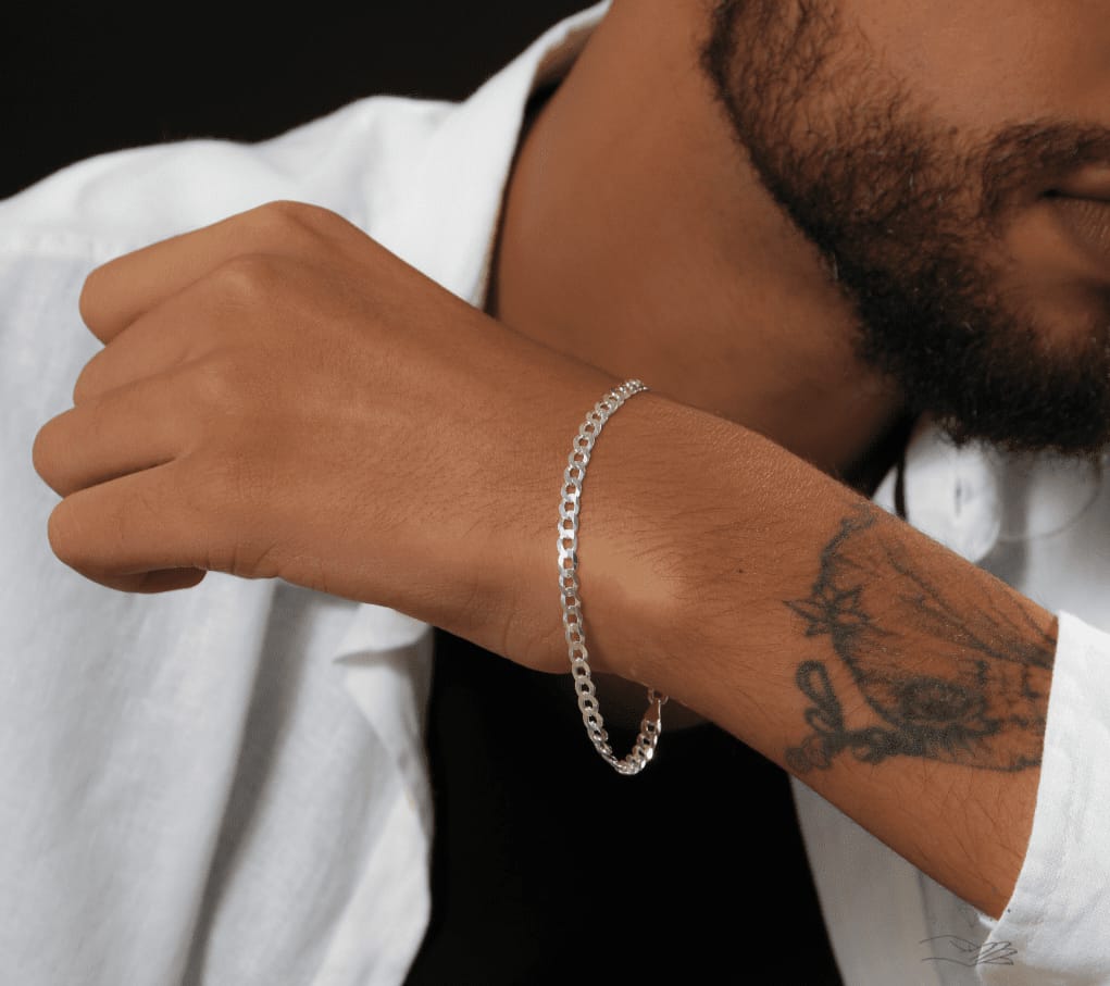 Pulseira masculina em prata